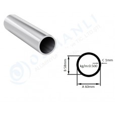 Alüminyum Boru Dış Çap 60mm  Et Kalınlık 1mm